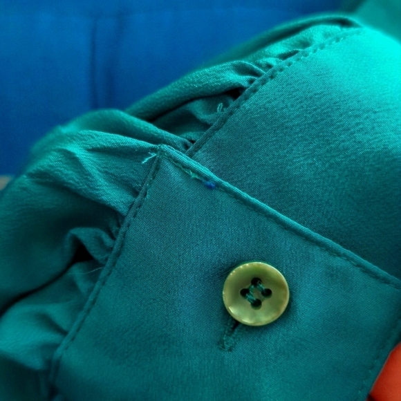 Vintage Bonwit Teller Deadstock Blouse 100% Pure Silk Argenti Green Size 14 - Picture 9 of 11